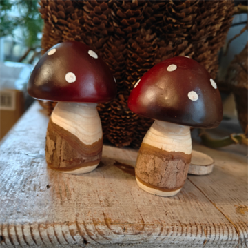 Dekorationssvamp i træ bordeaux – 9 cm